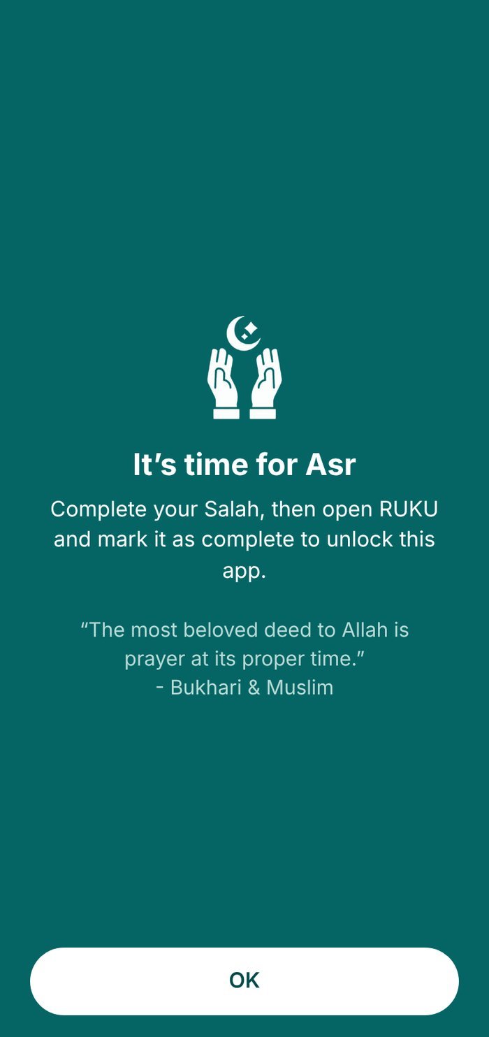 RUKU's pause screen: It's time for Asr.